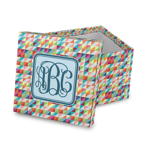 Custom Retro Triangles Gift Box with Lid - Canvas Wrapped (Personalized)