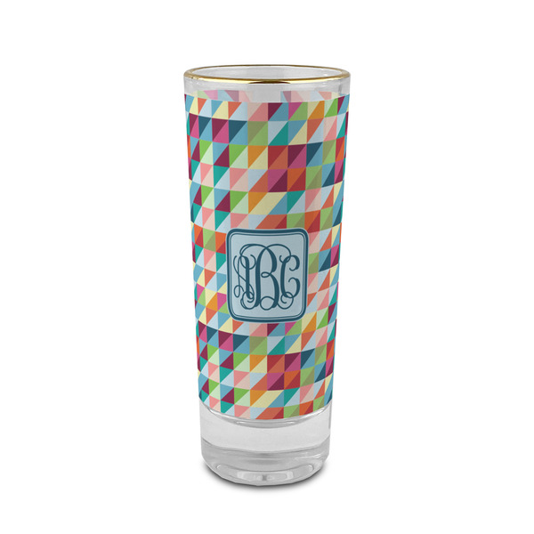 Custom Retro Triangles 2 oz Shot Glass -  Glass with Gold Rim - Single (Personalized)