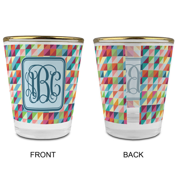 Retro Triangles Glass Shot Glass - with gold rim - APPROVAL