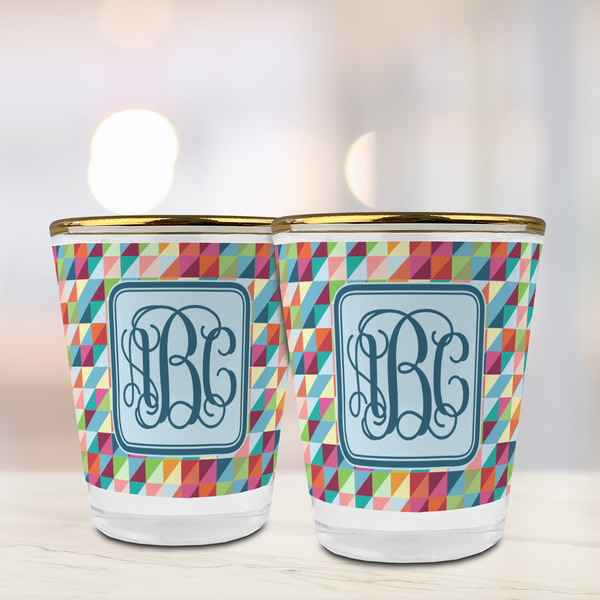 Retro Triangles Glass Shot Glass - with gold rim - LIFESTYLE