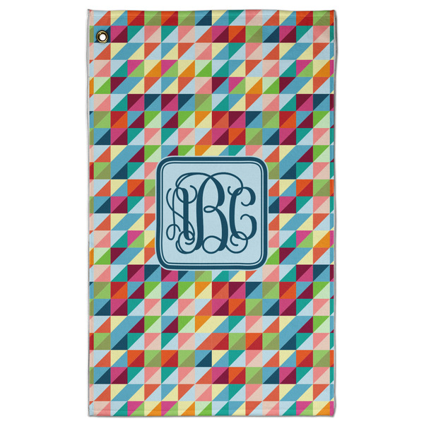 Custom Retro Triangles Golf Towel - Poly-Cotton Blend w/ Monograms