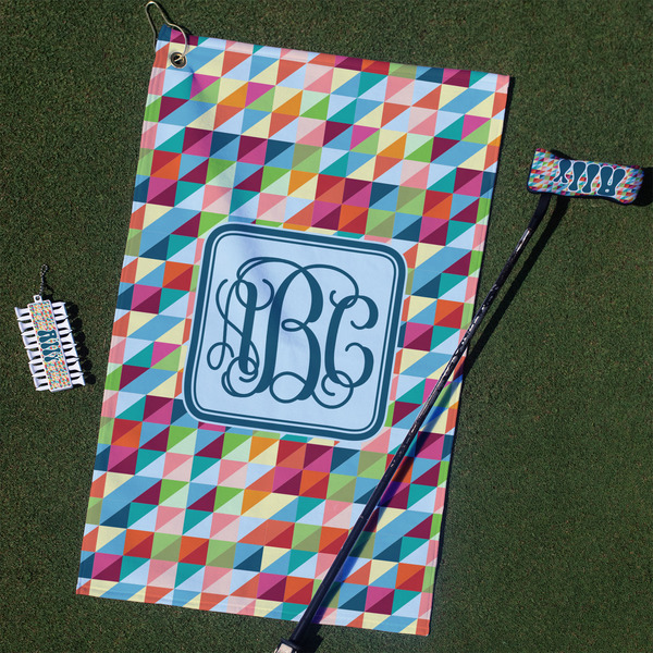 Custom Retro Triangles Golf Towel Gift Set (Personalized)