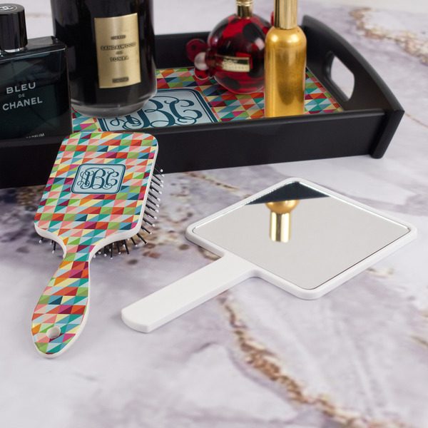 Retro Triangles Hair Brush - With Hand Mirror