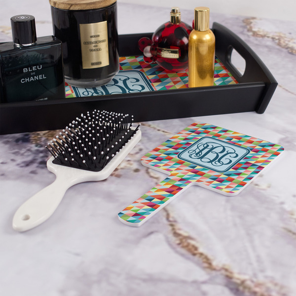Retro Triangles Hand Mirror - With Hair Brush