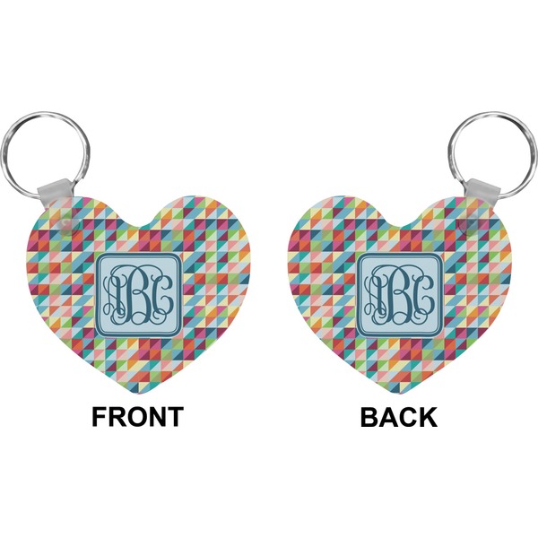 Retro Triangles Heart Keychain (Front + Back)