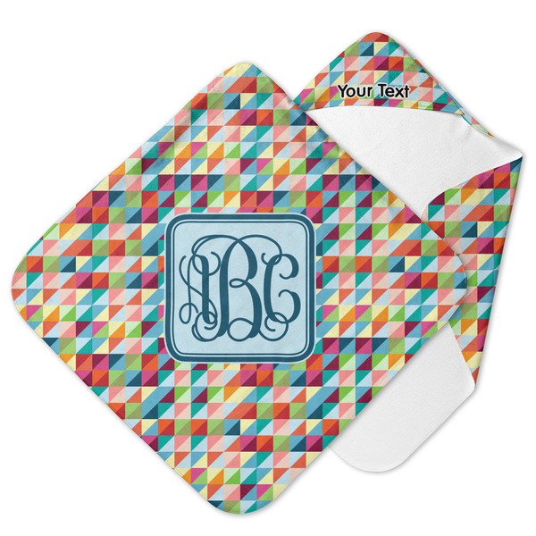 Custom Retro Triangles Hooded Baby Towel (Personalized)