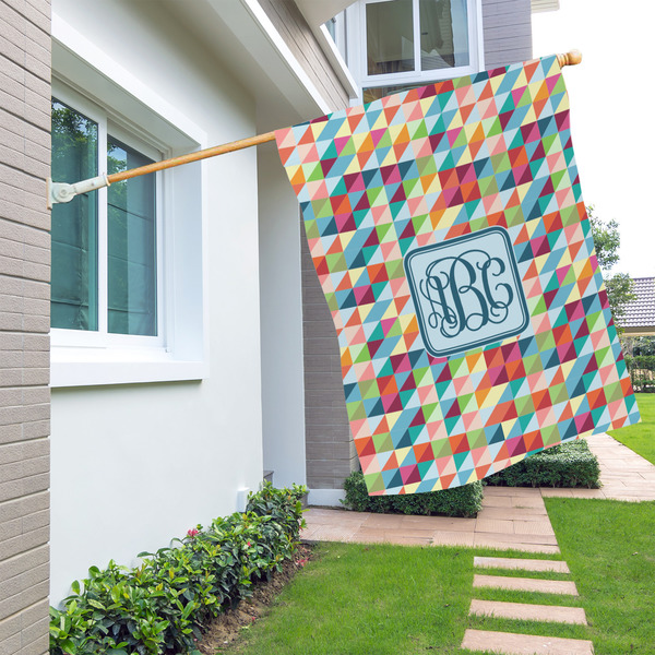 Retro Triangles House Flags - Double Sided - LIFESTYLE