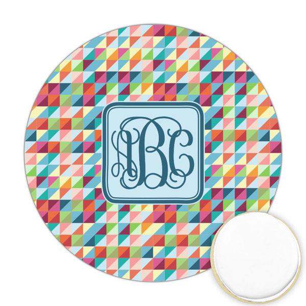 Custom Retro Triangles Printed Cookie Topper - Round (Personalized)