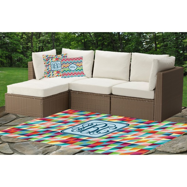 Retro Triangles Outdoor Mat & Cushions