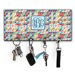 Retro Triangles Key Hanger w/ 4 Hooks w/ Monogram