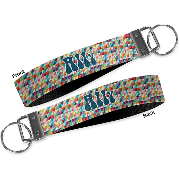 Retro Triangles Key-chain - Metal and Nylon - Front and Back
