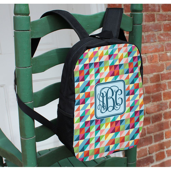 Retro Triangles Kids Backpack - In Context