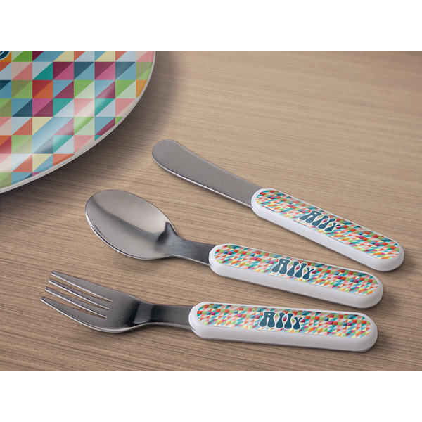 Retro Triangles Kids Flatware w/ Plate