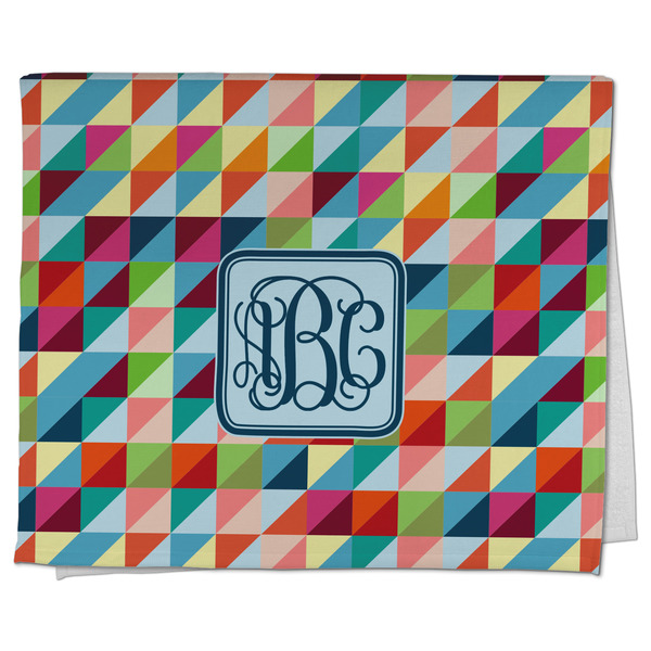 Custom Retro Triangles Kitchen Towel - Poly Cotton w/ Monograms