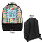 Retro Triangles Large Backpack - Black - Front & Back View