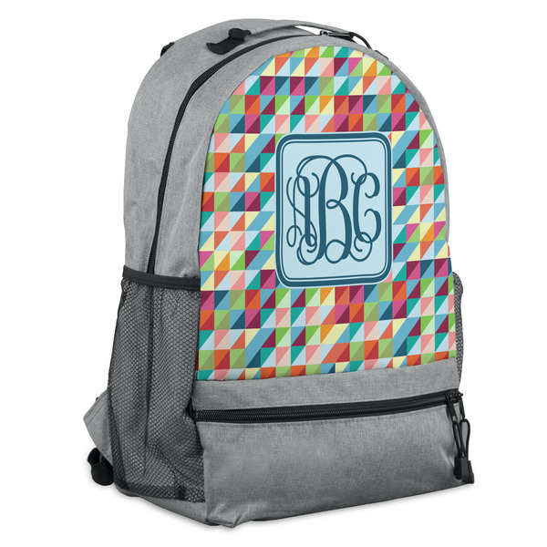 Custom Retro Triangles Backpack - Grey (Personalized)