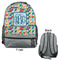 Retro Triangles Large Backpack - Gray - Front & Back View