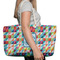 Retro Triangles Large Rope Tote Bag - In Context View