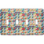 Retro Triangles Light Switch Cover (4 Toggle Plate)