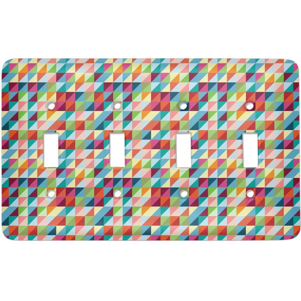 Custom Retro Triangles Light Switch Cover (4 Toggle Plate)