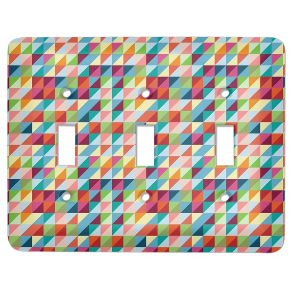 Custom Retro Triangles Light Switch Cover (3 Toggle Plate)