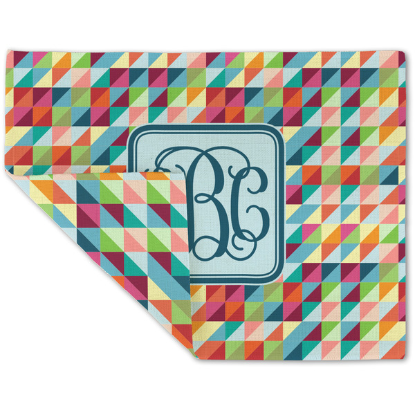 Custom Retro Triangles Double-Sided Linen Placemat - Single w/ Monogram