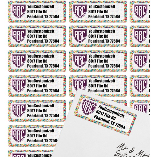 Retro Triangles Mailing Label on Envelope - Multiple Labels