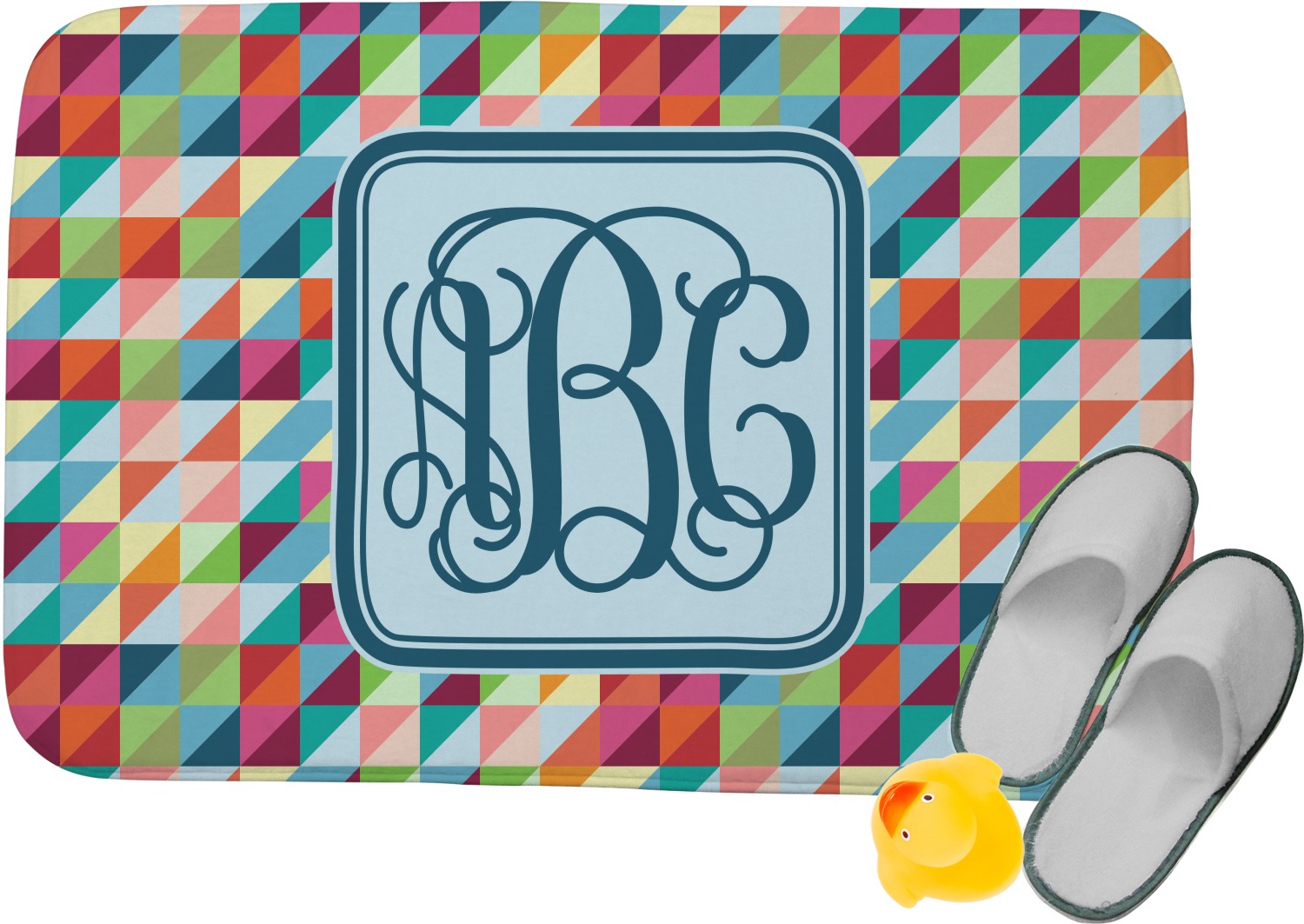 Custom Retro Triangles Memory Foam Bath Mat (Personalized) YouCustomizeIt