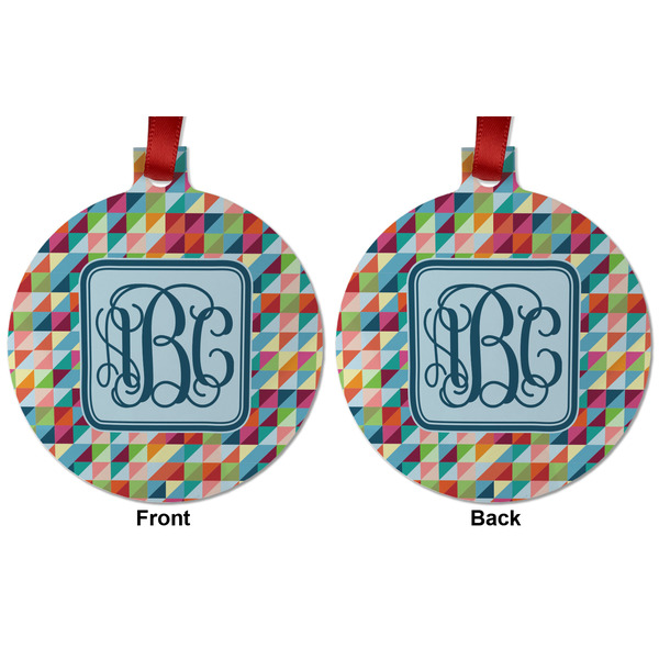 Retro Triangles Metal Ball Ornament - Front and Back