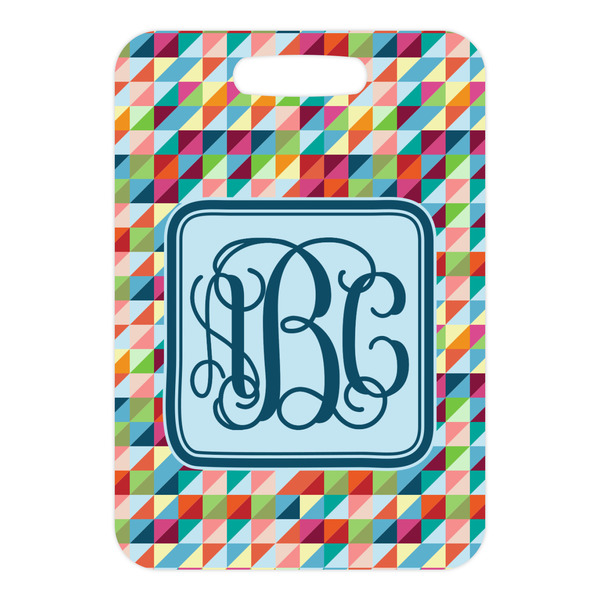 Retro Triangles Metal Luggage Tag - Front Without Strap