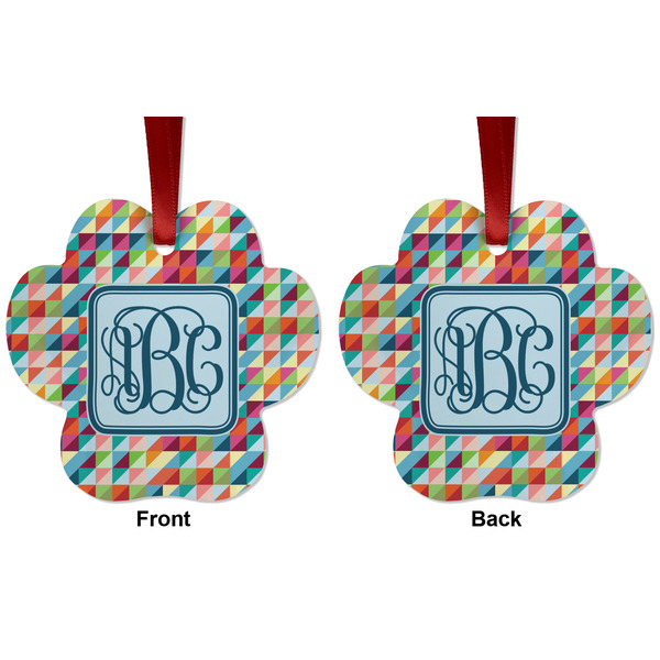 Retro Triangles Metal Paw Ornament - Front and Back