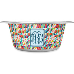 Retro Triangles Stainless Steel Dog Bowl - Medium (Personalized)