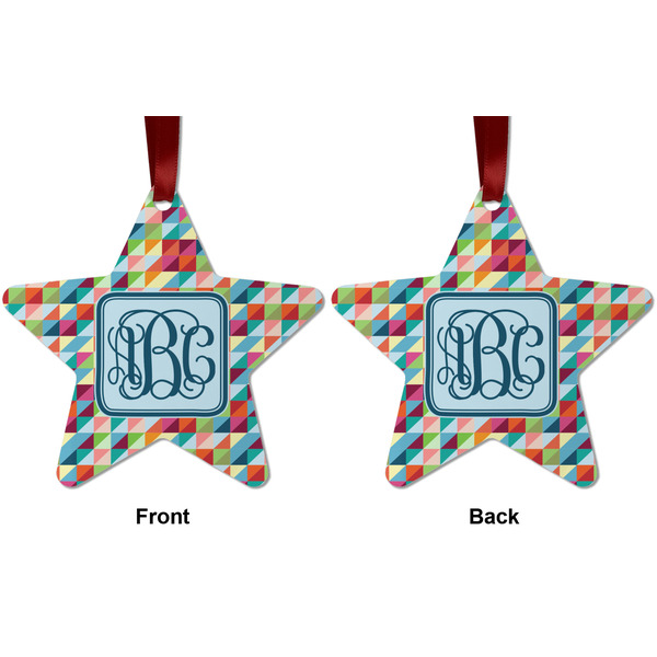 Retro Triangles Metal Star Ornament - Front and Back
