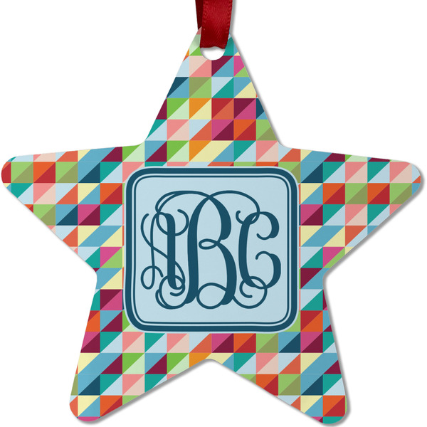 Retro Triangles Metal Star Ornament - Front