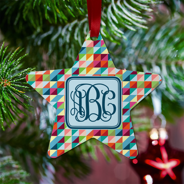 Retro Triangles Metal Star Ornament - Lifestyle