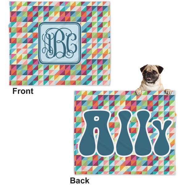 Retro Triangles Microfleece Dog Blanket - Large- Front & Back
