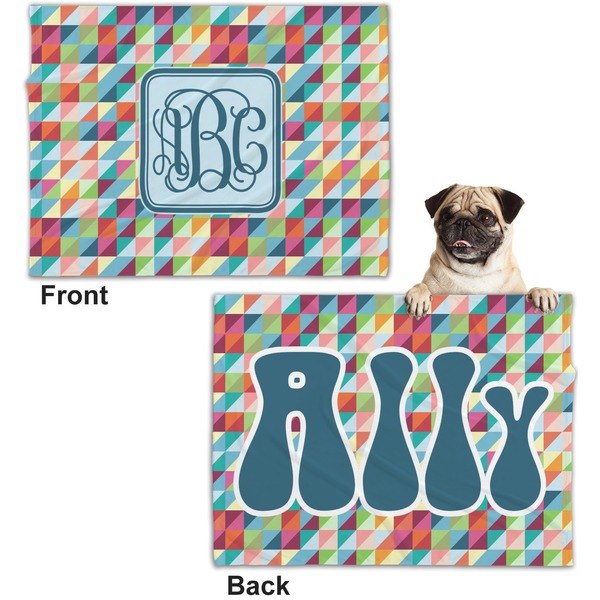 Retro Triangles Microfleece Dog Blanket - Regular - Front & Back