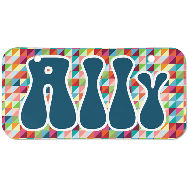 Custom Retro Triangles Mini/Bicycle License Plate (2 Holes) (Personalized)