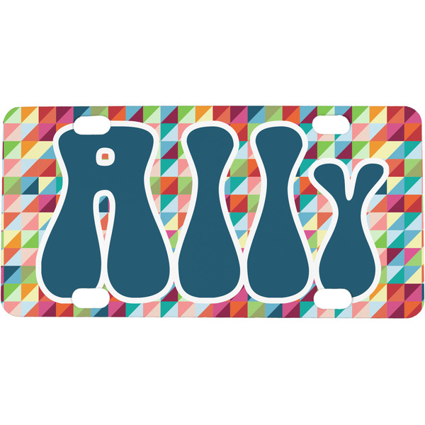 Custom Retro Triangles Mini / Bicycle License Plate (4 Holes) (Personalized)