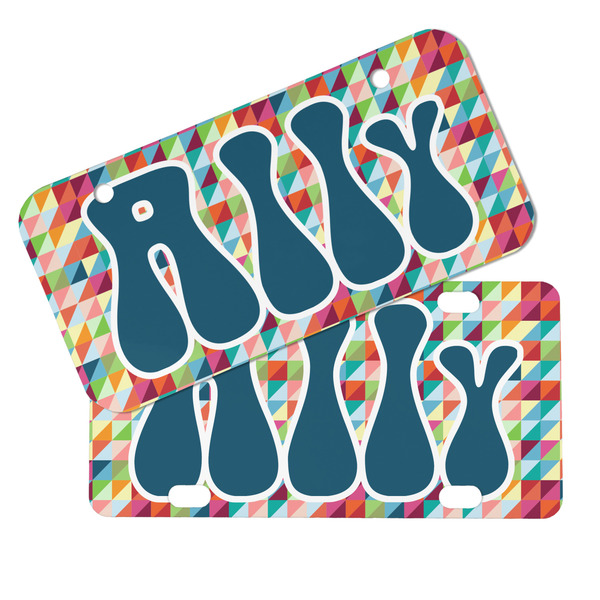 Retro Triangles Mini License Plates - MAIN (4 and 2 Holes)