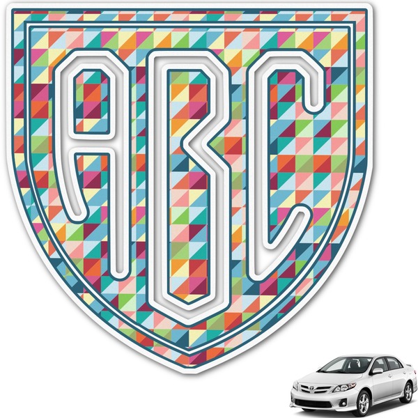 Custom Retro Triangles Monogram Car Decal (Personalized)