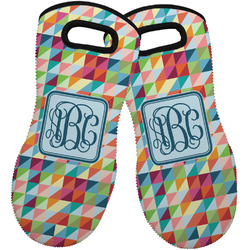 Retro Triangles Neoprene Oven Mitts - Set of 2 w/ Monogram