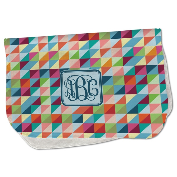 Custom Retro Triangles Burp Cloth - Fleece w/ Monogram