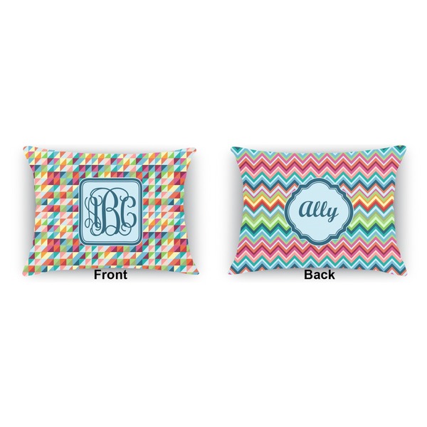 Retro Triangles  Outdoor Rectangular Throw Pillow (Front and Back)