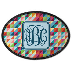 Retro Triangles Iron On Oval Patch w/ Monogram