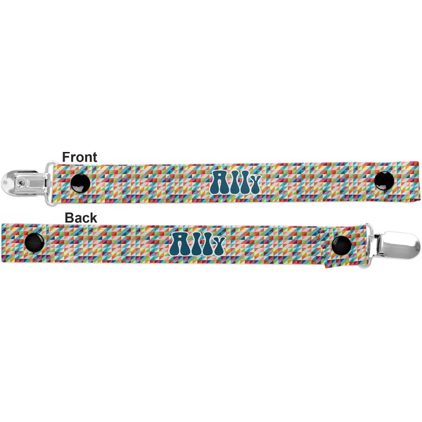 Retro Triangles Pacifier Clip - Front and Back