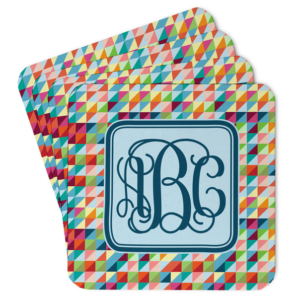 Custom Retro Triangles Paper Coasters w/ Monograms