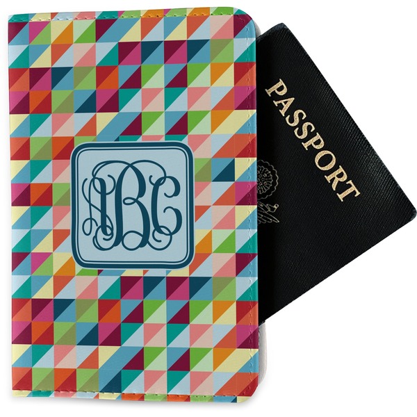 Custom Retro Triangles Passport Holder - Fabric (Personalized)