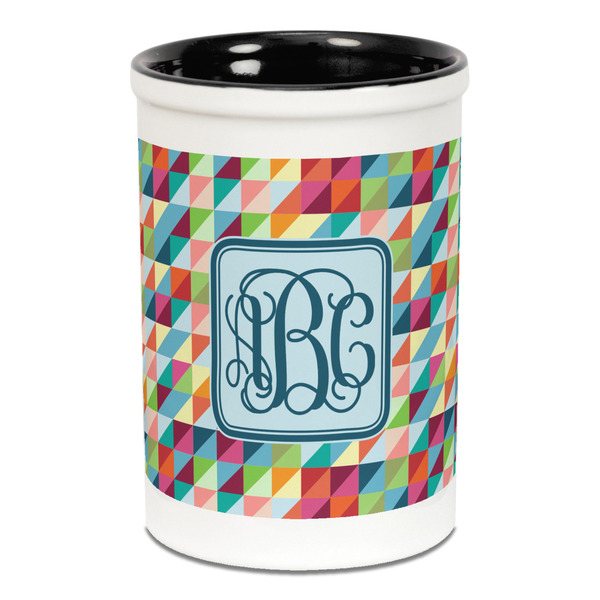 Retro Triangles Pencil Holder - Black