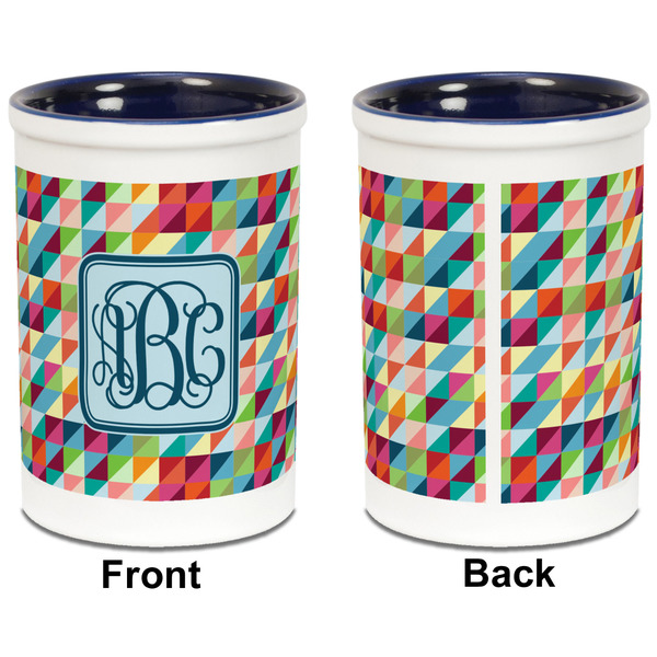 Retro Triangles Pencil Holder - Blue - approval